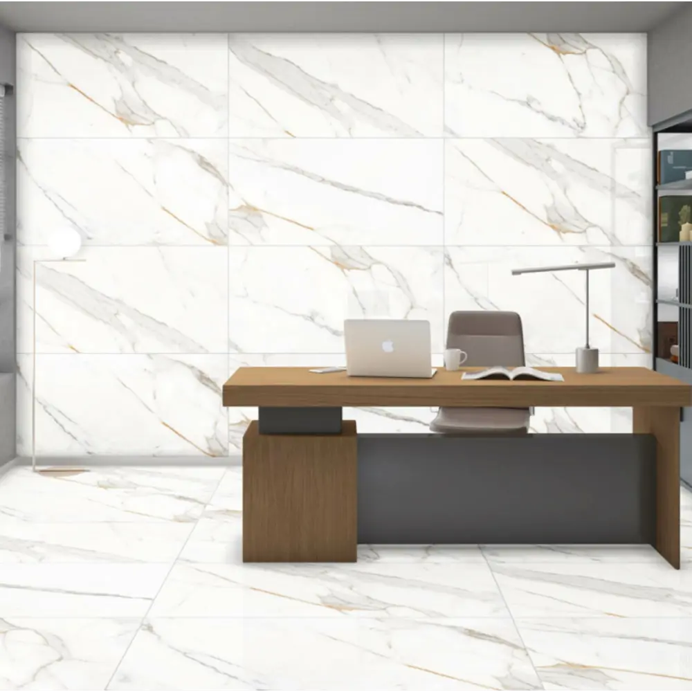 Керамогранит "Sonex" Miami Statuario Glossy полированный 60x120 см 1.44 м2 цвет белый с серыми разводами — купить в Екатеринбурге