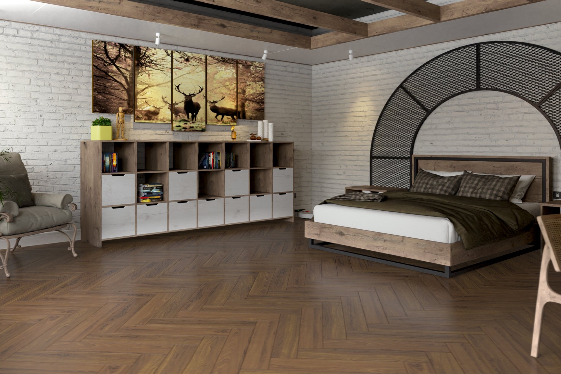 Инженерный паркет «Damy Floor» Ореховый (укладка елочкой) — купить в Екатеринбурге